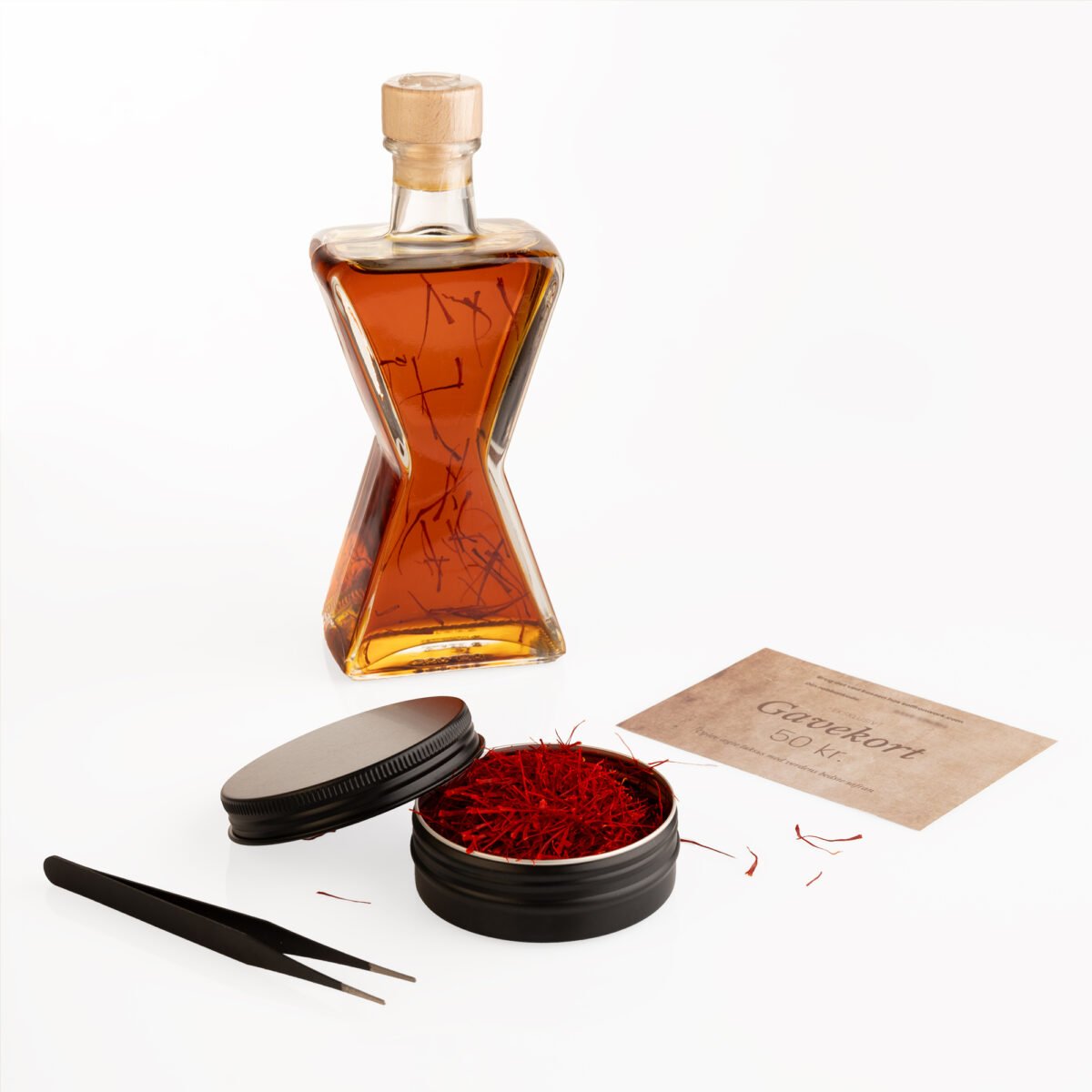 Gourmet gave - 5g persisk Negin safran + pincet + safranbalsamico + gavekort på 50 kr.